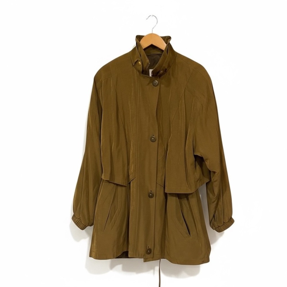 Vtg 90s Gantos Deep Golden‎ Brown Greenish metallic Jacket Women's office wear L